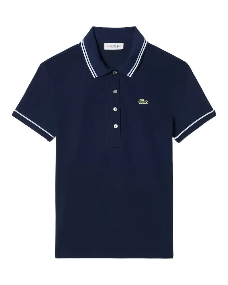 Lacoste striped-collar polo top - Blau Blau