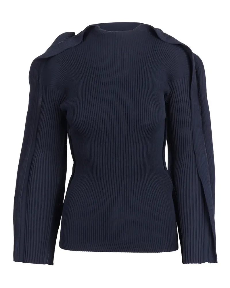 Issey Miyake Gerippter Prance Pullover mit Rüschen - Blau Blau