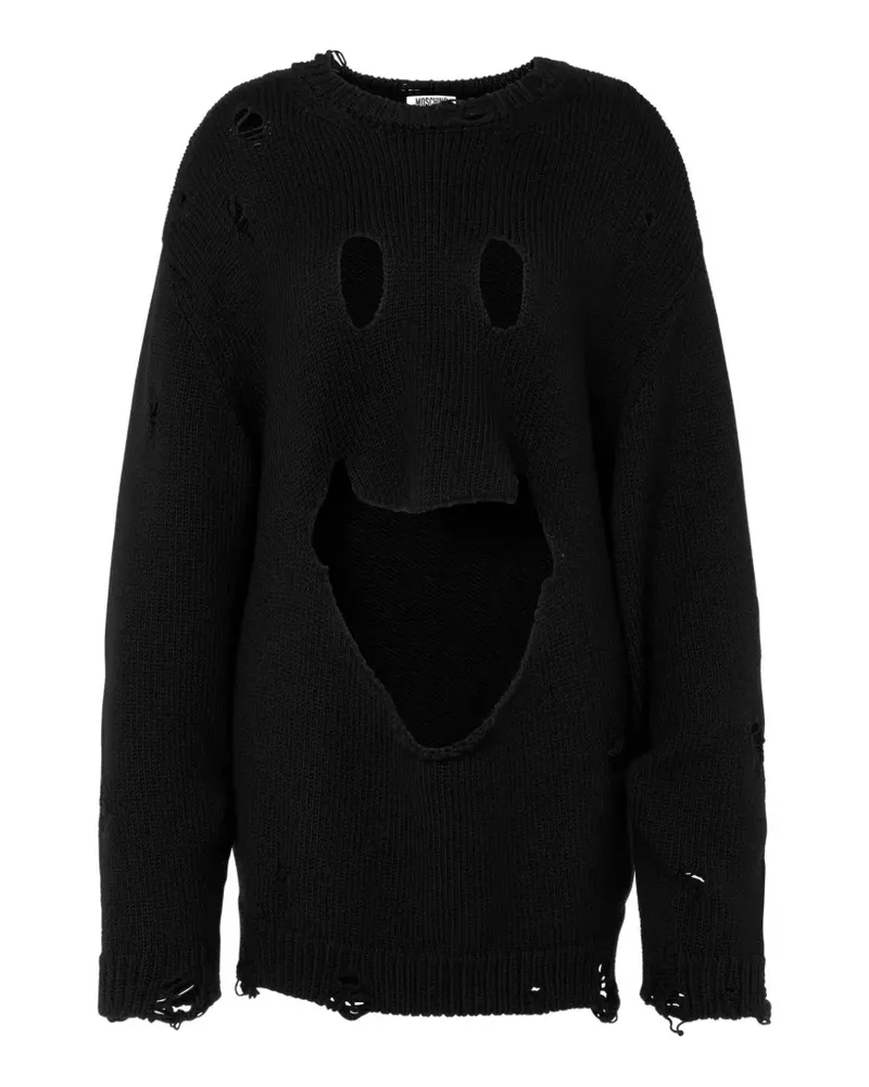 Moschino Distressed-Pullover mit Smiley - Schwarz Schwarz