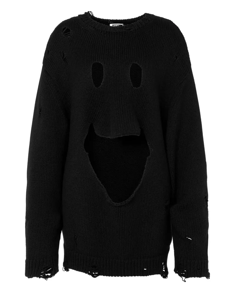 Moschino Distressed-Pullover mit Smiley - Schwarz Schwarz