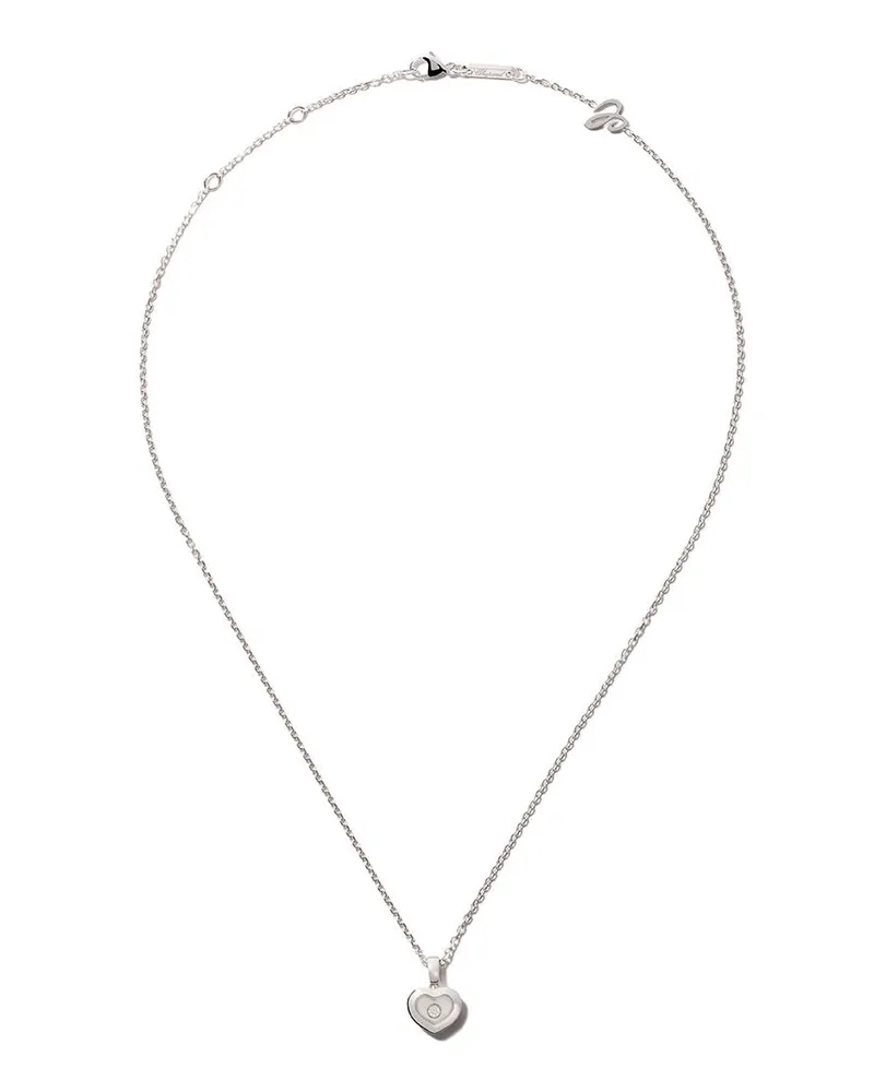 Chopard 18kt 'Happy Diamonds' Weißgoldhalskette mit einem Diamanten - Silber Silber