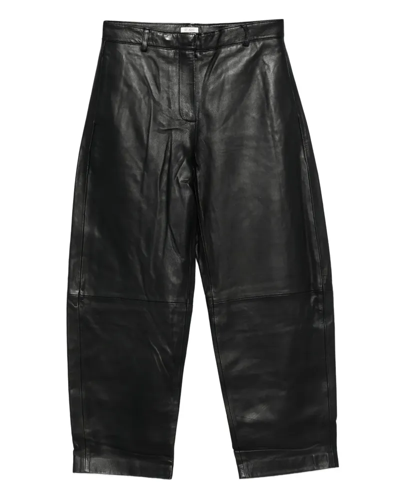 St. Agni Lederhose mit geradem Bein - Schwarz Schwarz