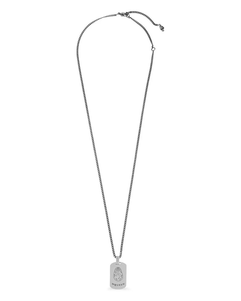Alexander McQueen Halskette mit Logo-Gravur - Silber Silber