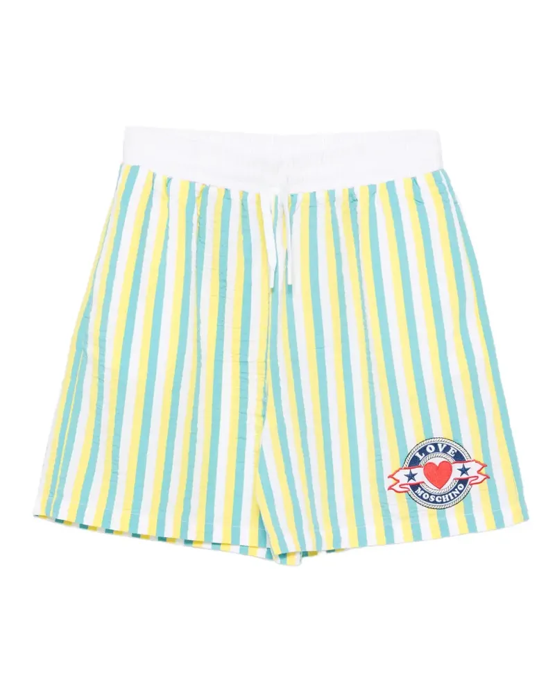 Moschino Gestreifte Shorts mit Logo-Patch - Weiß Weiß