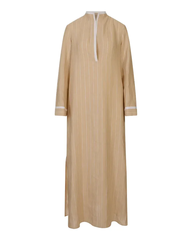Kiton pinstriped long-sleeve dress - Nude Nude
