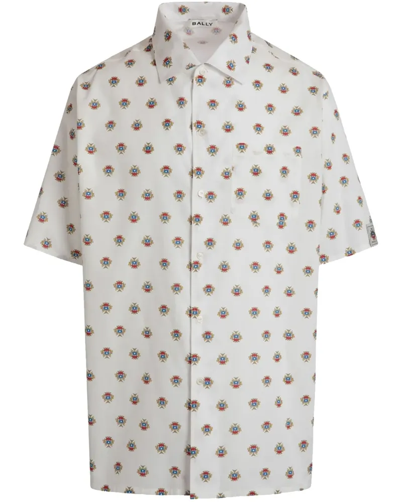 Bally Bowlinghemd mit  Crest-Print - Weiß Weiß