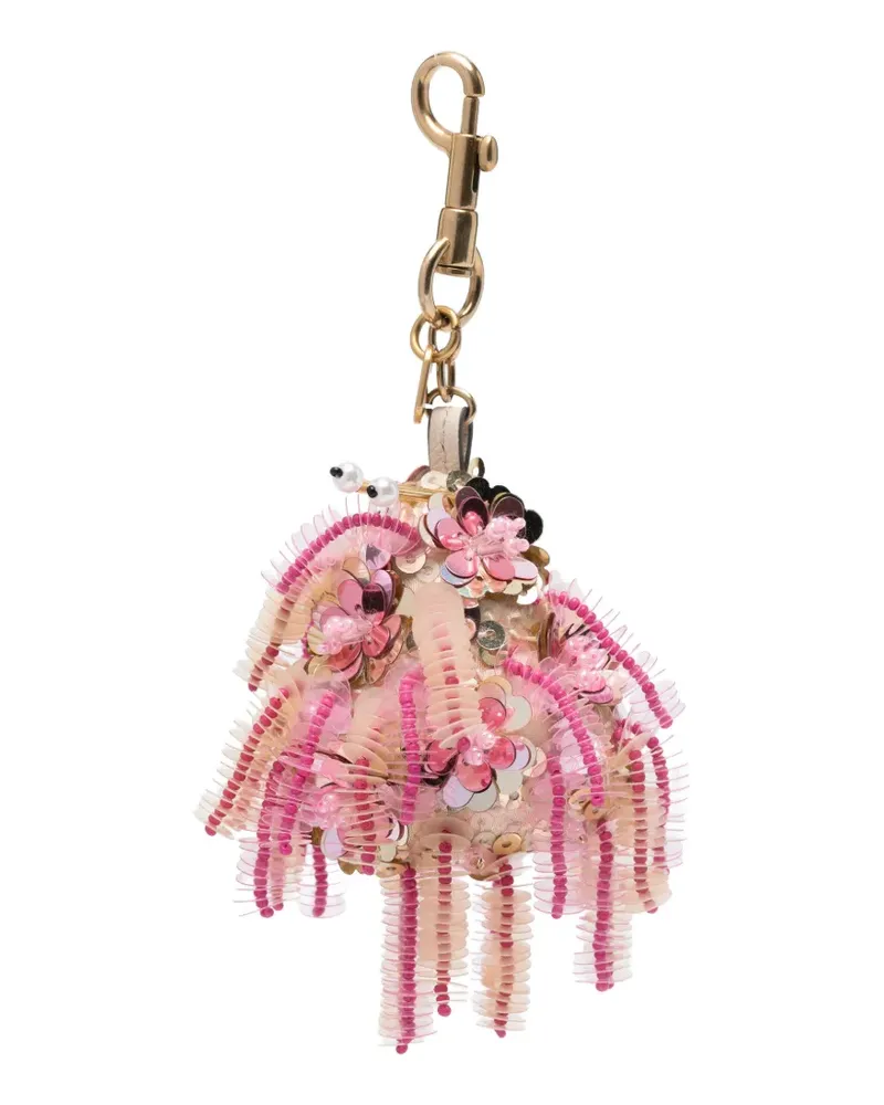 Anya Hindmarch sequin-embellished beaded keyring - Rosa Rosa