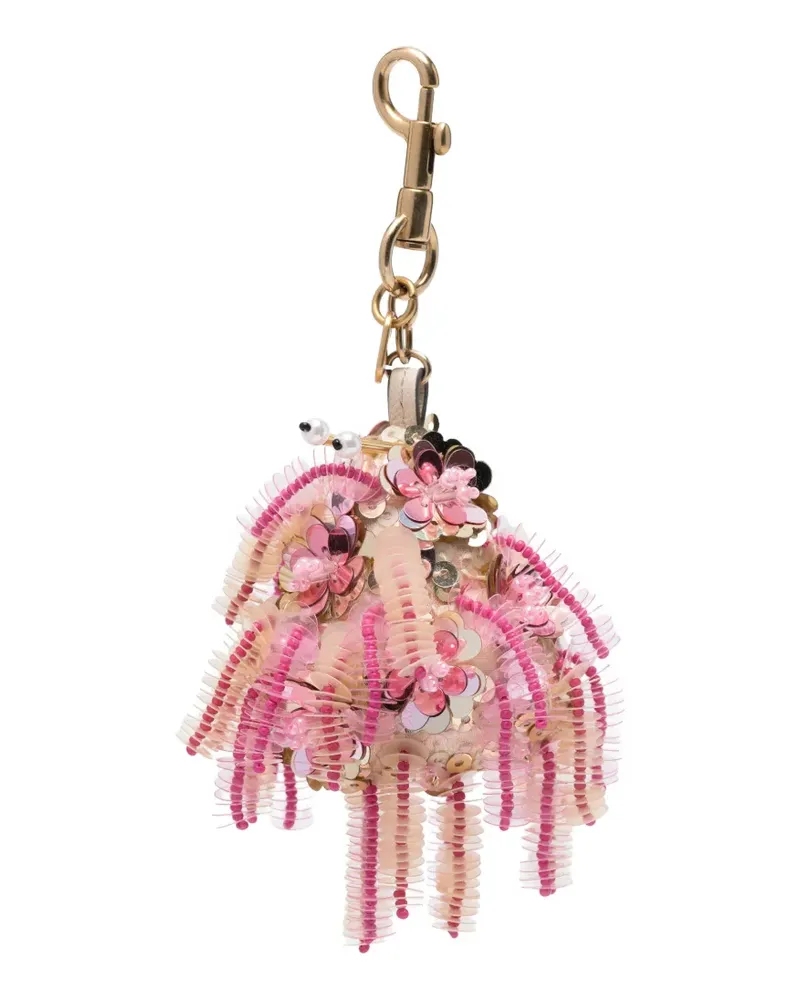 Anya Hindmarch sequin-embellished beaded keyring - Rosa Rosa