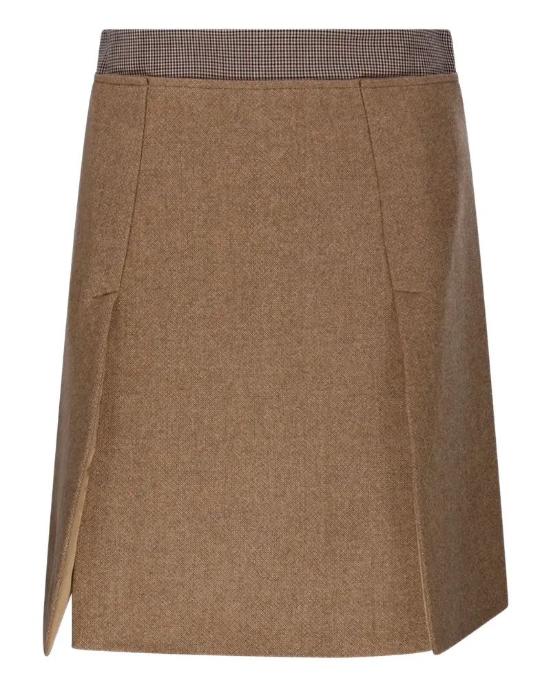 SPORTMAX Midirock mit kariertem Bund - Braun Braun