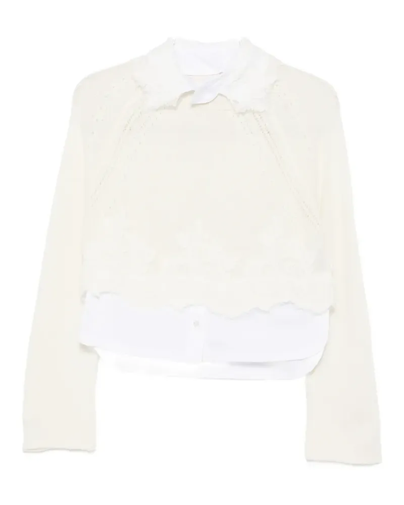 Ermanno Scervino lace-trimmed open-knit - Nude Nude