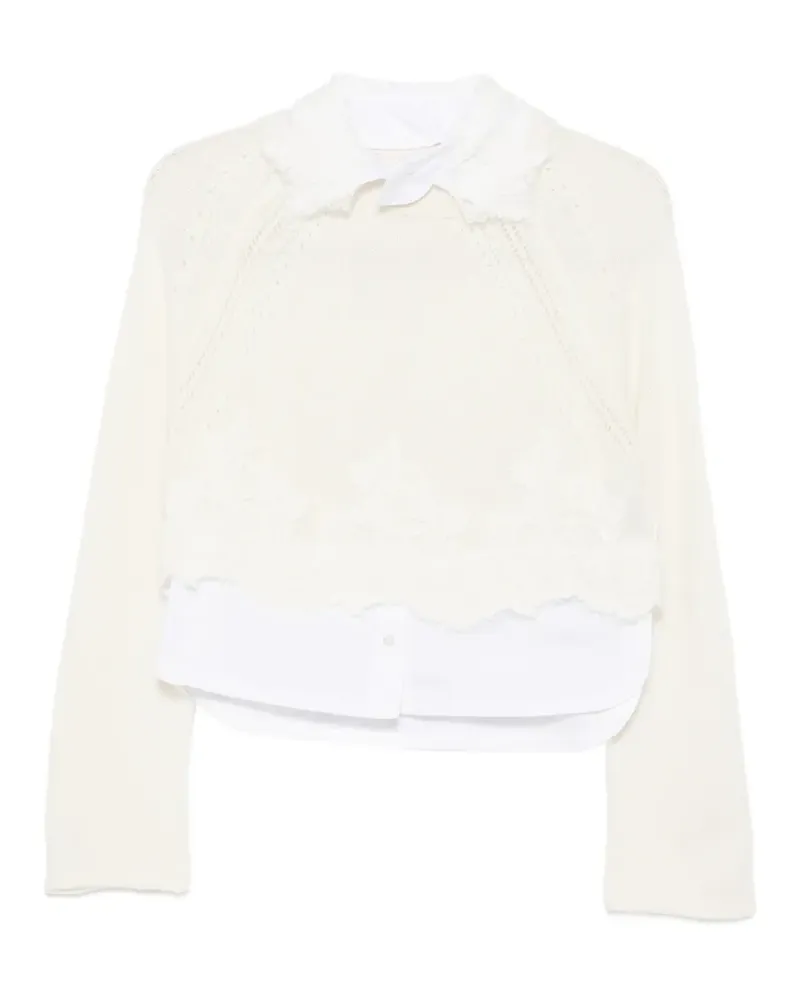 Ermanno Scervino Lochstrick-Oberteil mit Spitzenbesatz - Nude Nude