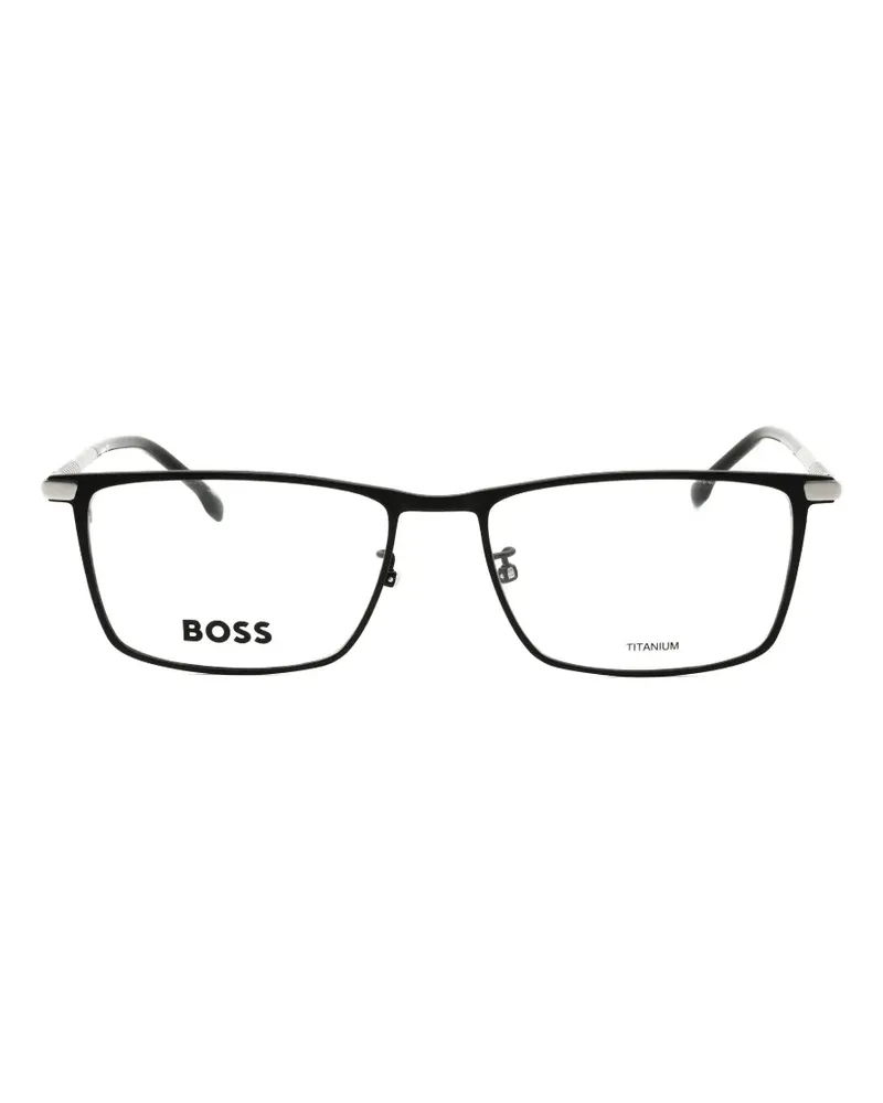 HUGO BOSS rectangle-frame titanium glasses - Schwarz Schwarz