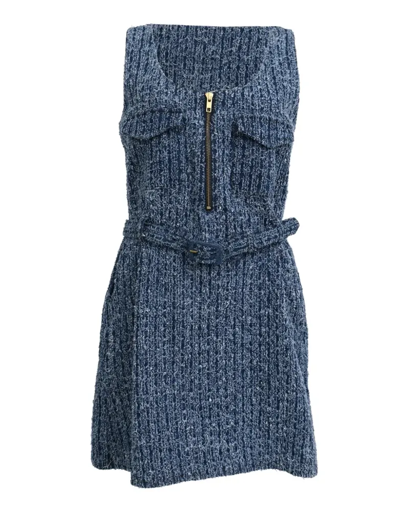 Self-Portrait Mini-Hemdkleid mit Gürtel - Blau Blau