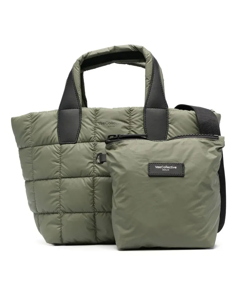 VeeCollective Gesteppte Tote Bag mit Logo-Print - Grün Grün