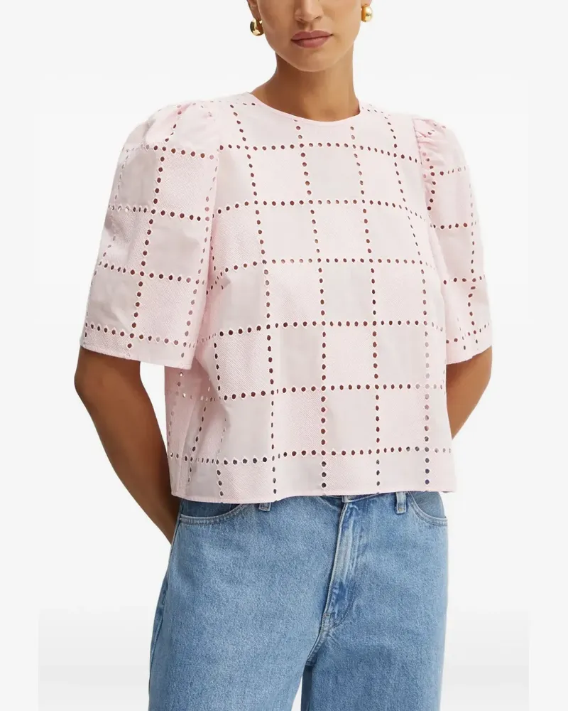IVY & OAK puff-sleeve eyelet top - Rosa Rosa