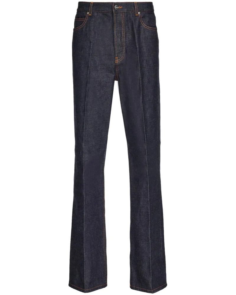 Ferragamo Straight-Leg-Jeans mit Kontrastnähten Blau
