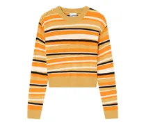 Gestreifter Pullover mit Knopfdetail - Gelb