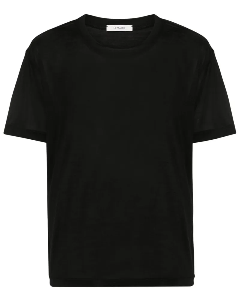 Christophe Lemaire Semi-transparentes Seiden-T-Shirt Schwarz