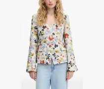 Jacke aus Blumenbrokat - Weiß