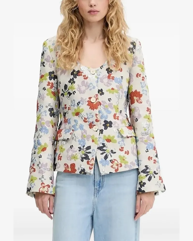 Stine Goya Jacke aus Blumenbrokat - Weiß Weiß