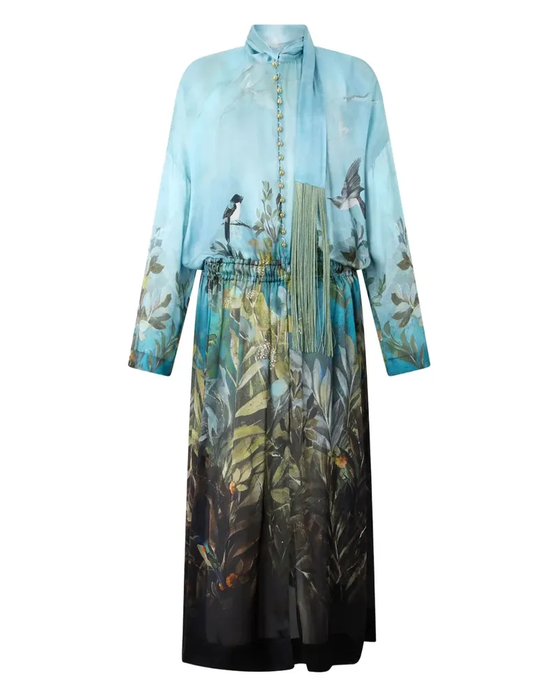Roberto Cavalli Maxikleid mit Natur-Print - Blau Blau