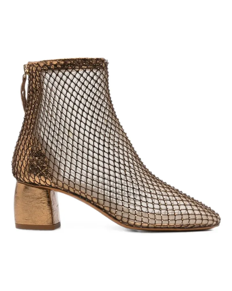 forte_forte crystal-embellished mesh ankle boots - Gold Gold