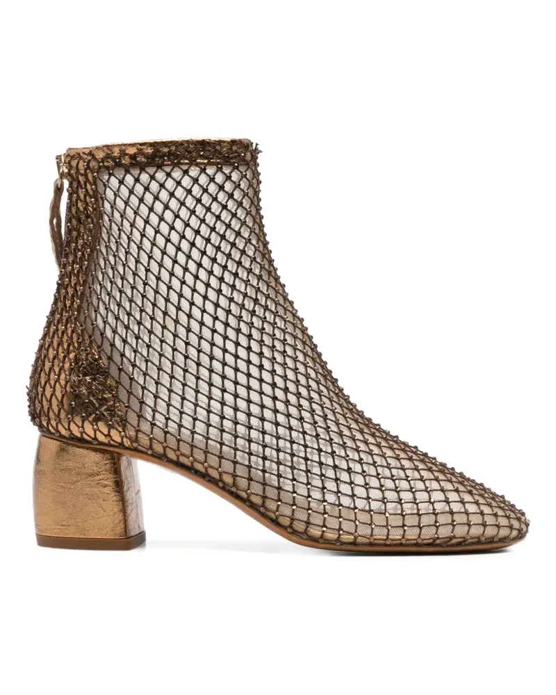 forte_forte crystal-embellished mesh ankle boots - Gold Gold