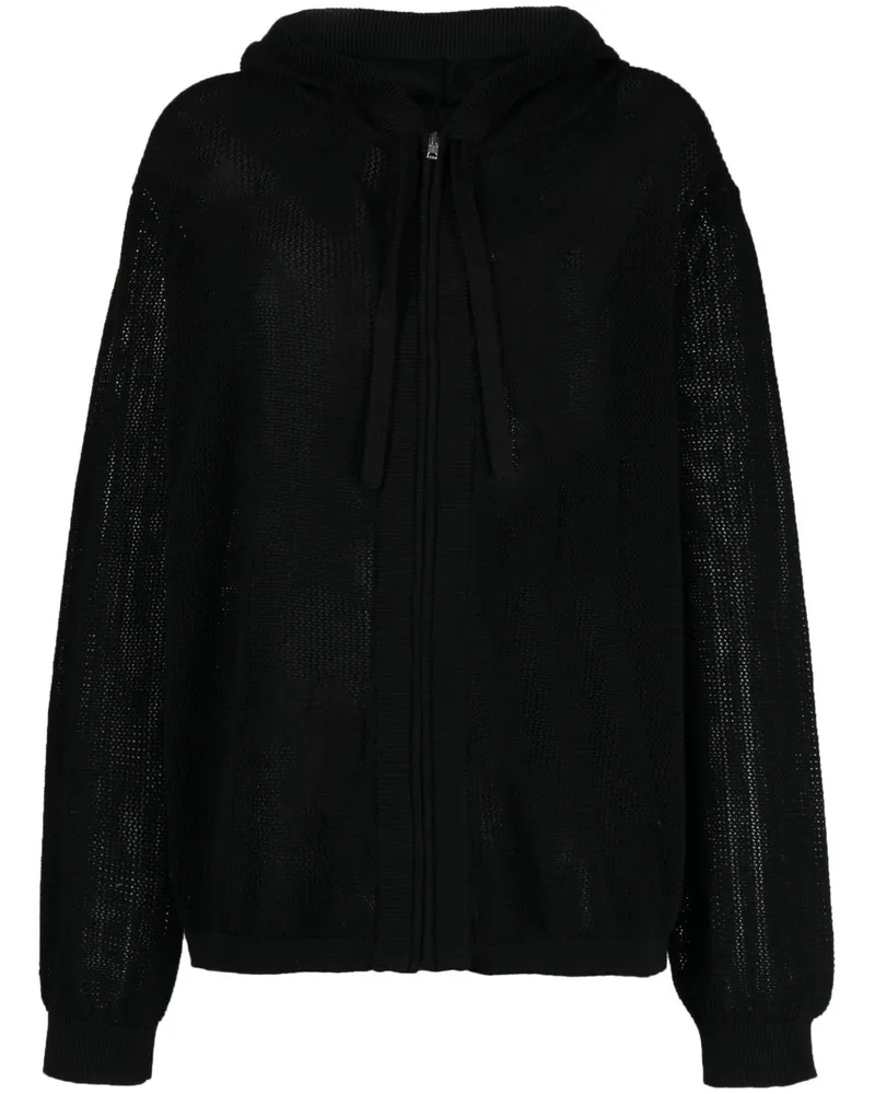 Laneus Gehäkelte Kapuzenjacke - Schwarz Schwarz