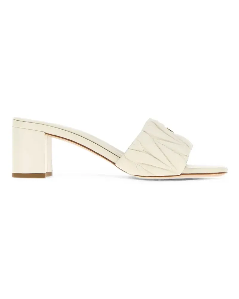 Miu Miu matelassé logo-plaque mules - Nude Nude