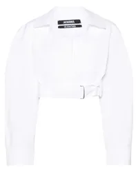 Jacquemus La chemise Obra Cropped-Hemd Weiß