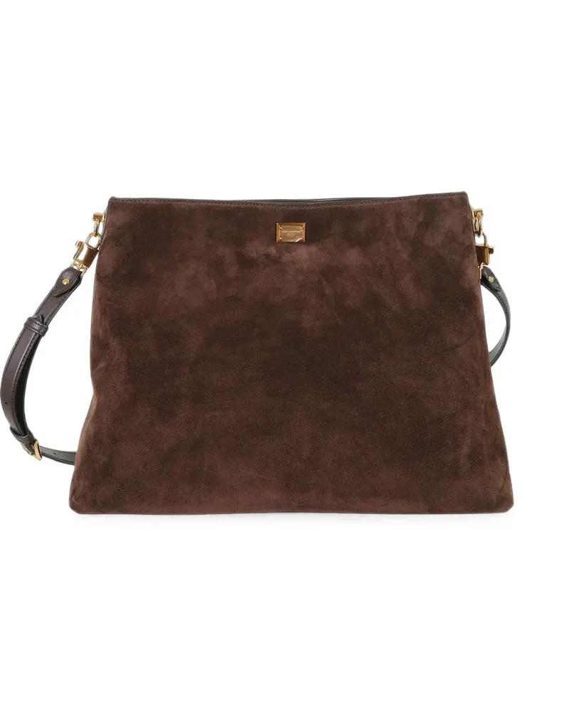 Dolce & Gabbana Schultertasche mit Logo-Schild - Braun Braun