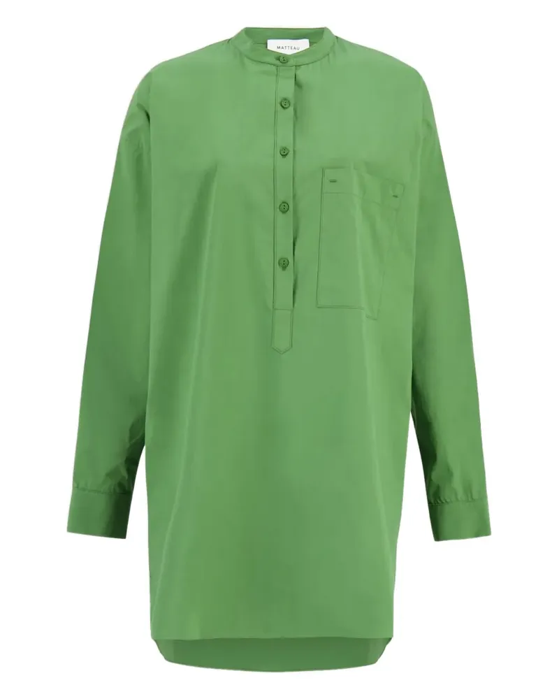 Matteau Langärmeliges Popover Mini-Hemdkleid - Grün Grün