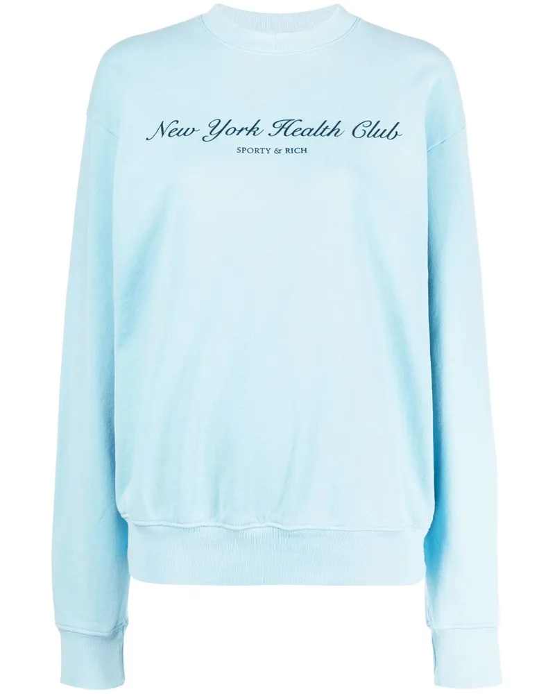 SPORTY & RICH T-Shirt mit Text-Print Blau