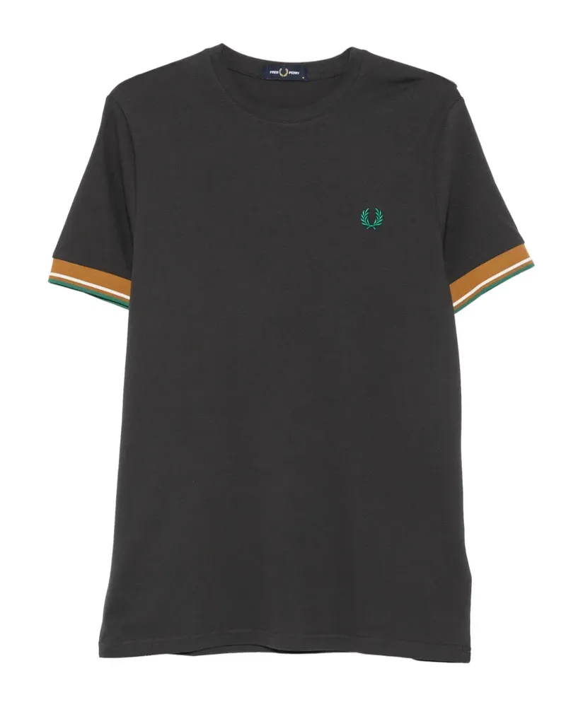 Fred Perry embroidered-logo tipped-cuff T-shirt - Grau Grau