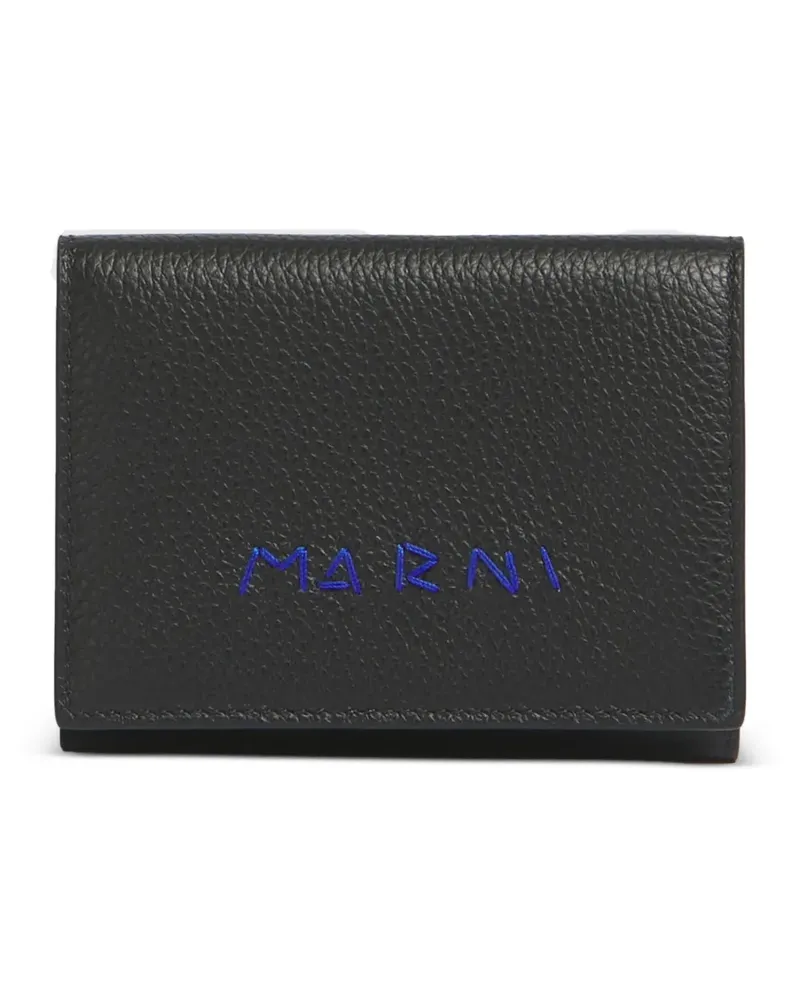 Marni Mending Trifold Portemonnaie mit Logo - Schwarz Schwarz