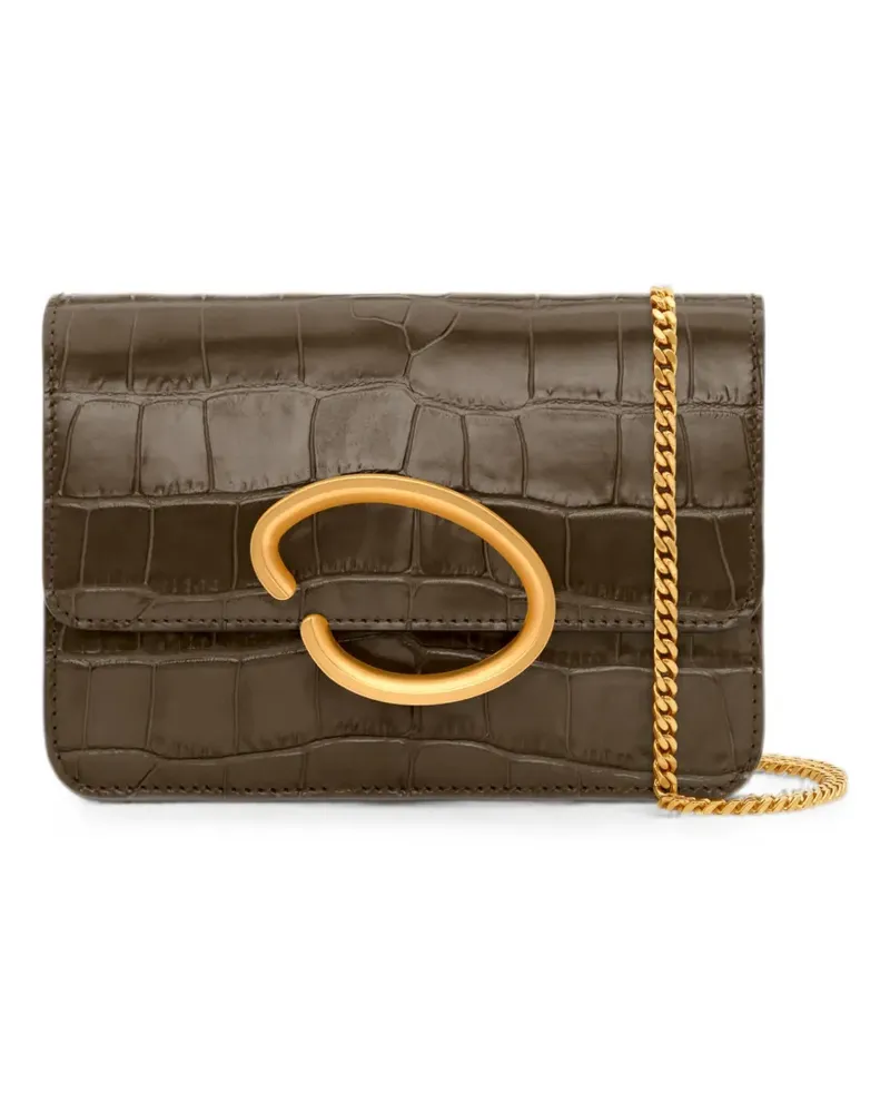 Oscar de la Renta O Pochette Mini-Clutch mit Kroko-Effekt - Grün Grün