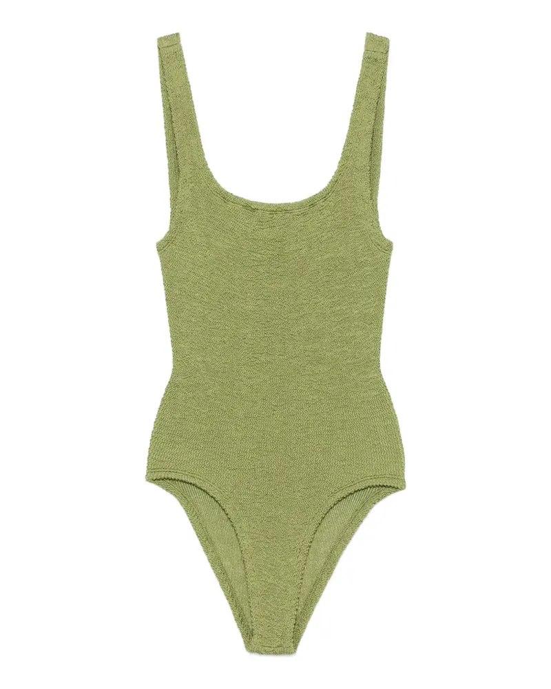 Hunza G crinkle-effect square-neck swimsuit - Grün Grün