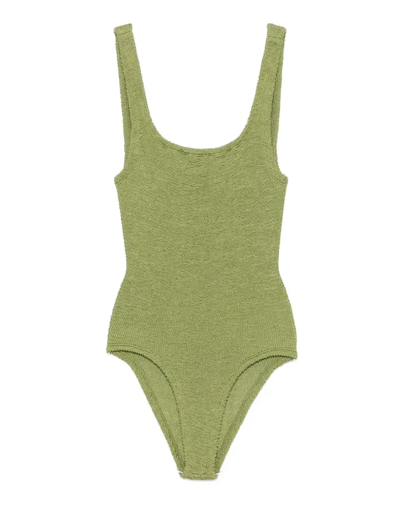 Hunza G crinkle-effect square-neck swimsuit - Grün Grün