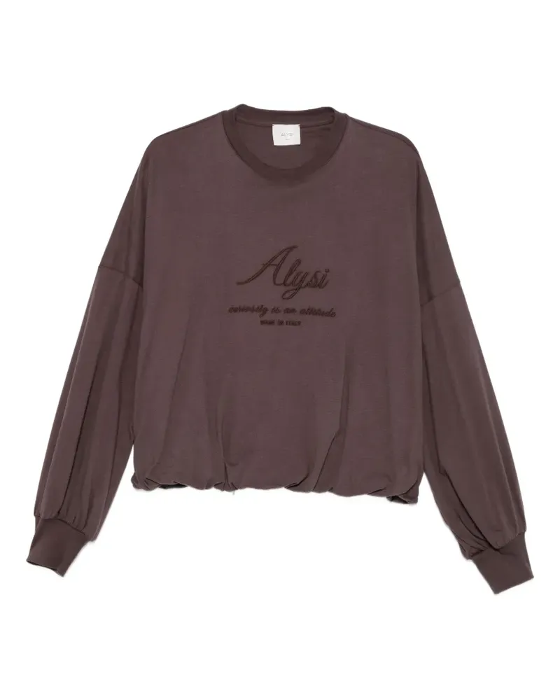 ALYSI Besticktes T-Shirt mit elastischem Saum - Braun Braun