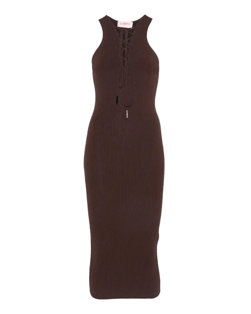 Iceberg lace-up ribbed-knit dress - Braun Braun