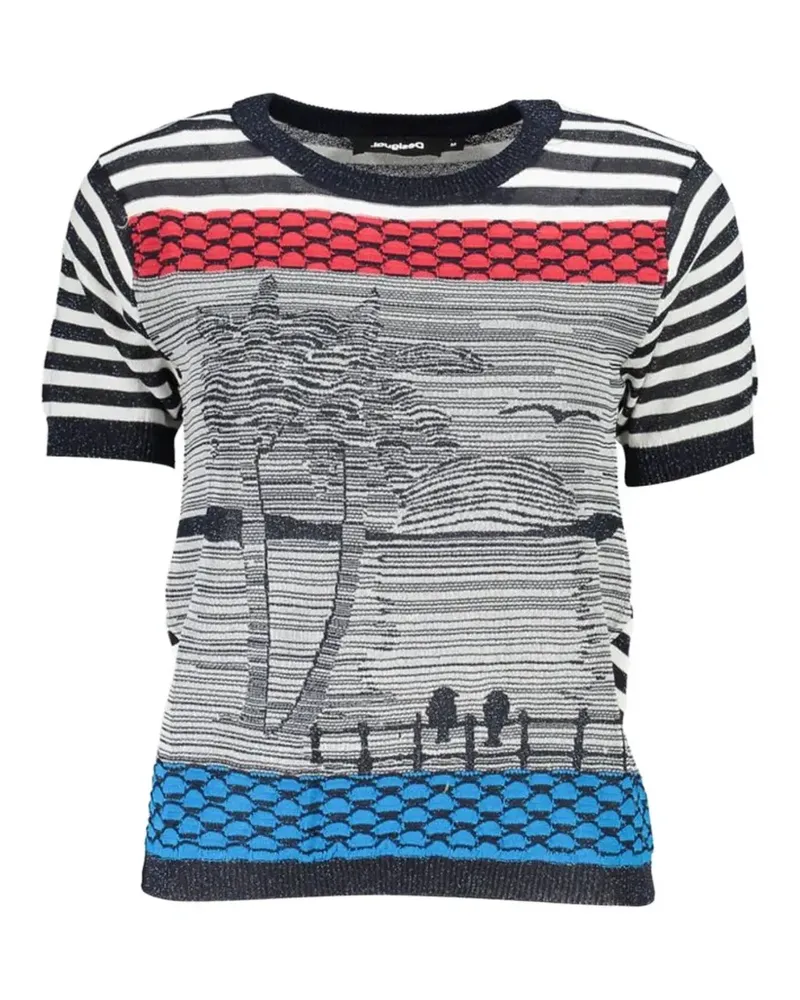 Desigual striped patterned-intarsia sweater - Schwarz Schwarz