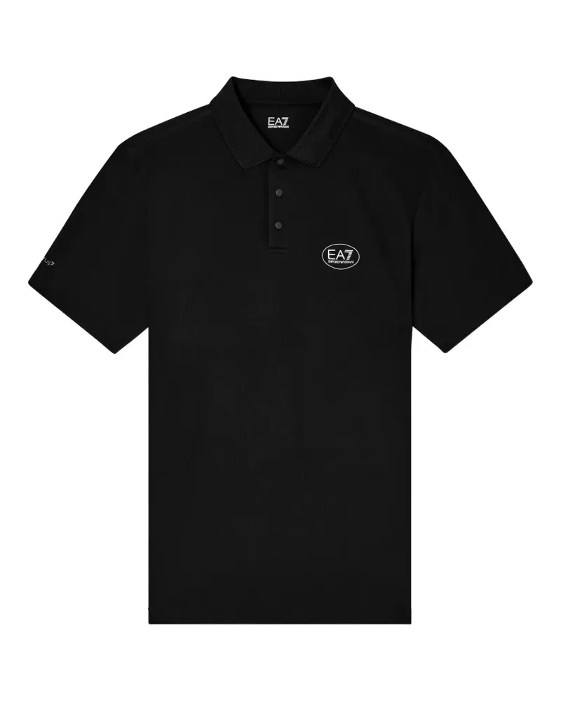 EA7 logo-print short-sleeve polo shirt - Schwarz Schwarz