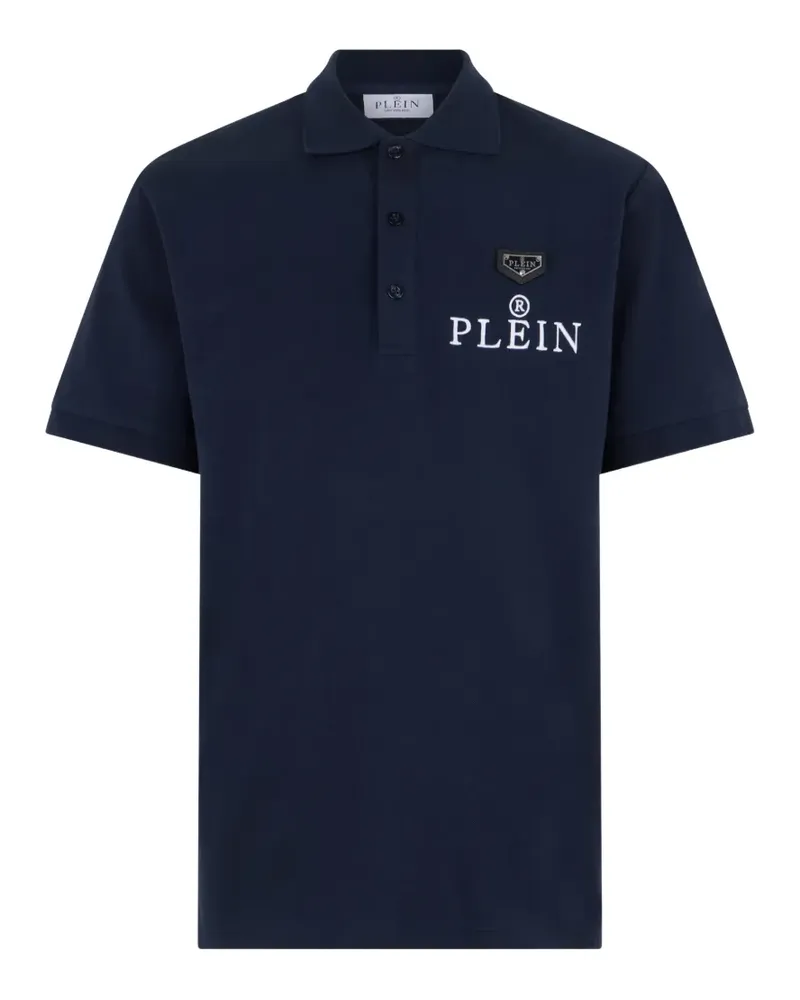 Philipp Plein logo-embroidered polo T-shirt - Blau Blau