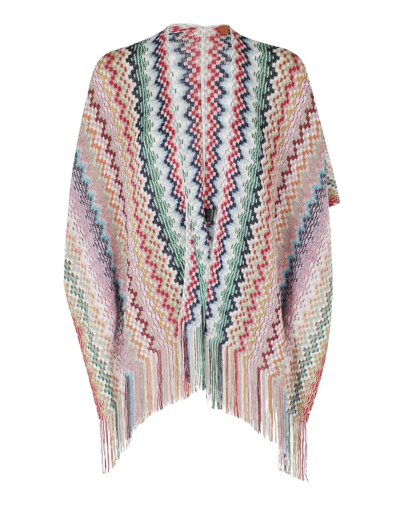 Missoni zigzag-knit fringed cape - Rosa Rosa