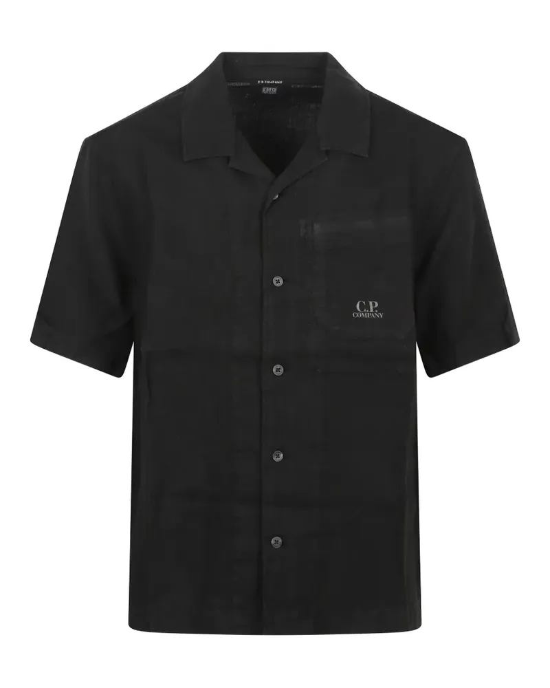 C.P. Company logo-print camp-collar shirt - Schwarz Schwarz
