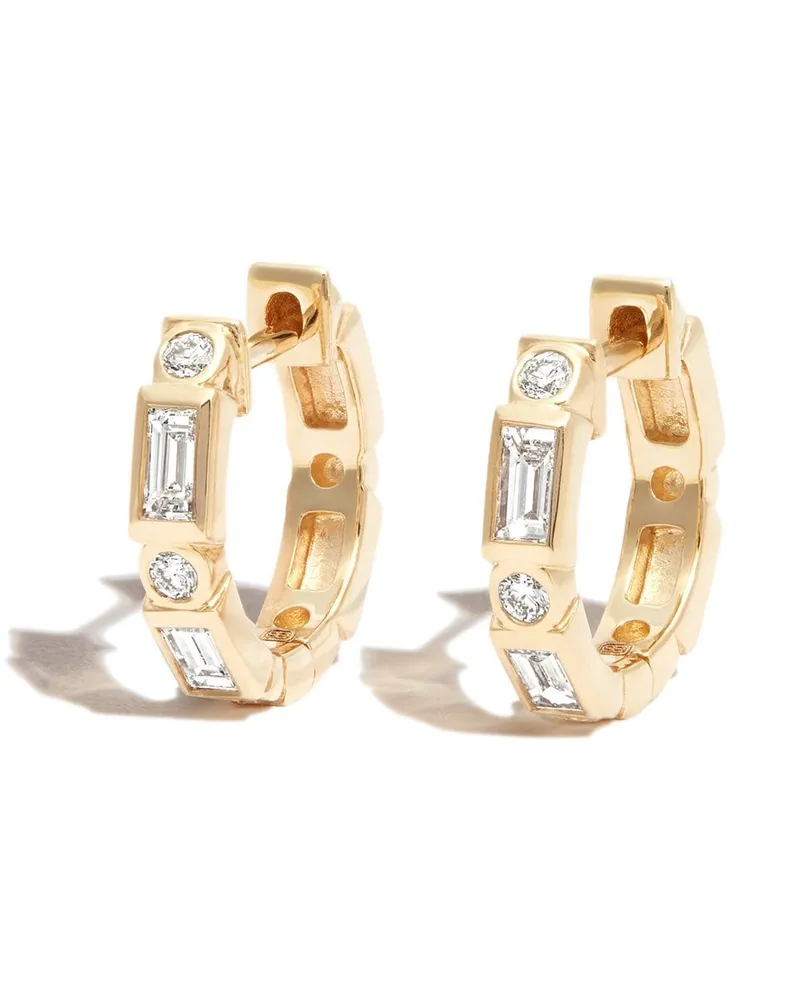 Sydney Evan 14kt Gelbgoldcreolen mit Diamanten Gold