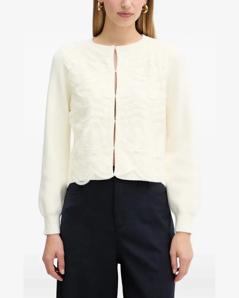 Twin-Set Cardigan mit Blumenapplikation - Nude Nude