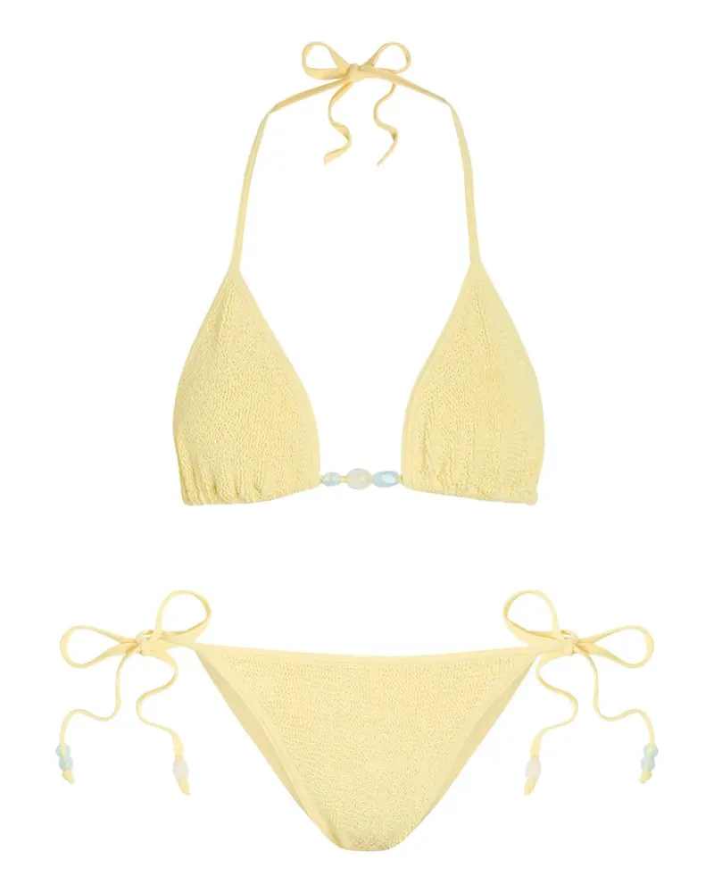 Hunza G Gina beaded crinkle-effect bikini - Gelb Gelb