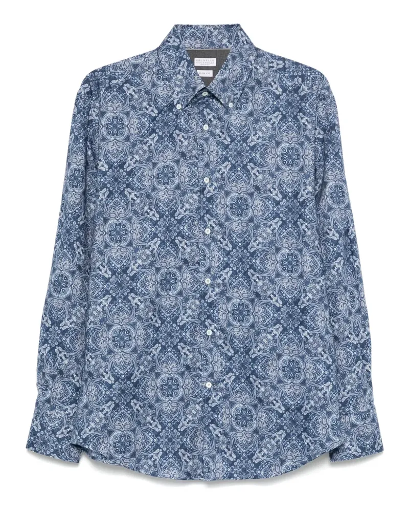 Brunello Cucinelli Hemd mit Paisleymuster - Blau Blau