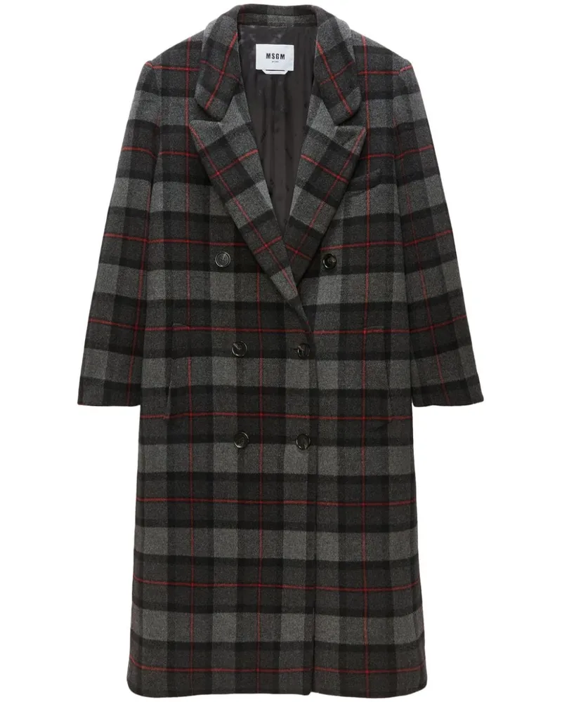 MSGM Doppelreihiger Mantel mit Karo - Grau Grau